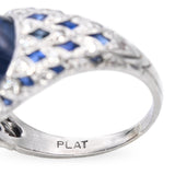 Vintage Platinum GIA 5.28ct Cambodian No Heat Sapphire and Diamond Ring