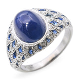 Vintage Platinum GIA 5.28ct Cambodian No Heat Sapphire and Diamond Ring