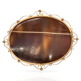 Vintage 1969 G Noto 9k Yellow Gold Shell Cameo Lovers Scene Brooch