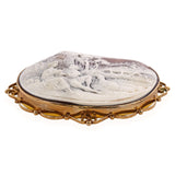 Vintage 1969 G Noto 9k Yellow Gold Shell Cameo Lovers Scene Brooch