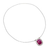 Antique French 14k Yellow Gold and Platinum Star Ruby Diamond Pendant Necklace