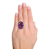 Vintage 18k Yellow Gold Art Deco 29.5ct Amethyst Filigree Cocktail Ring