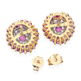 14k Yellow Gold 1.96tcw Ruby and Diamond Stud Earrings