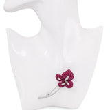 Vintage 18k White Gold Invisible Set Ruby and Diamond Flower Brooch
