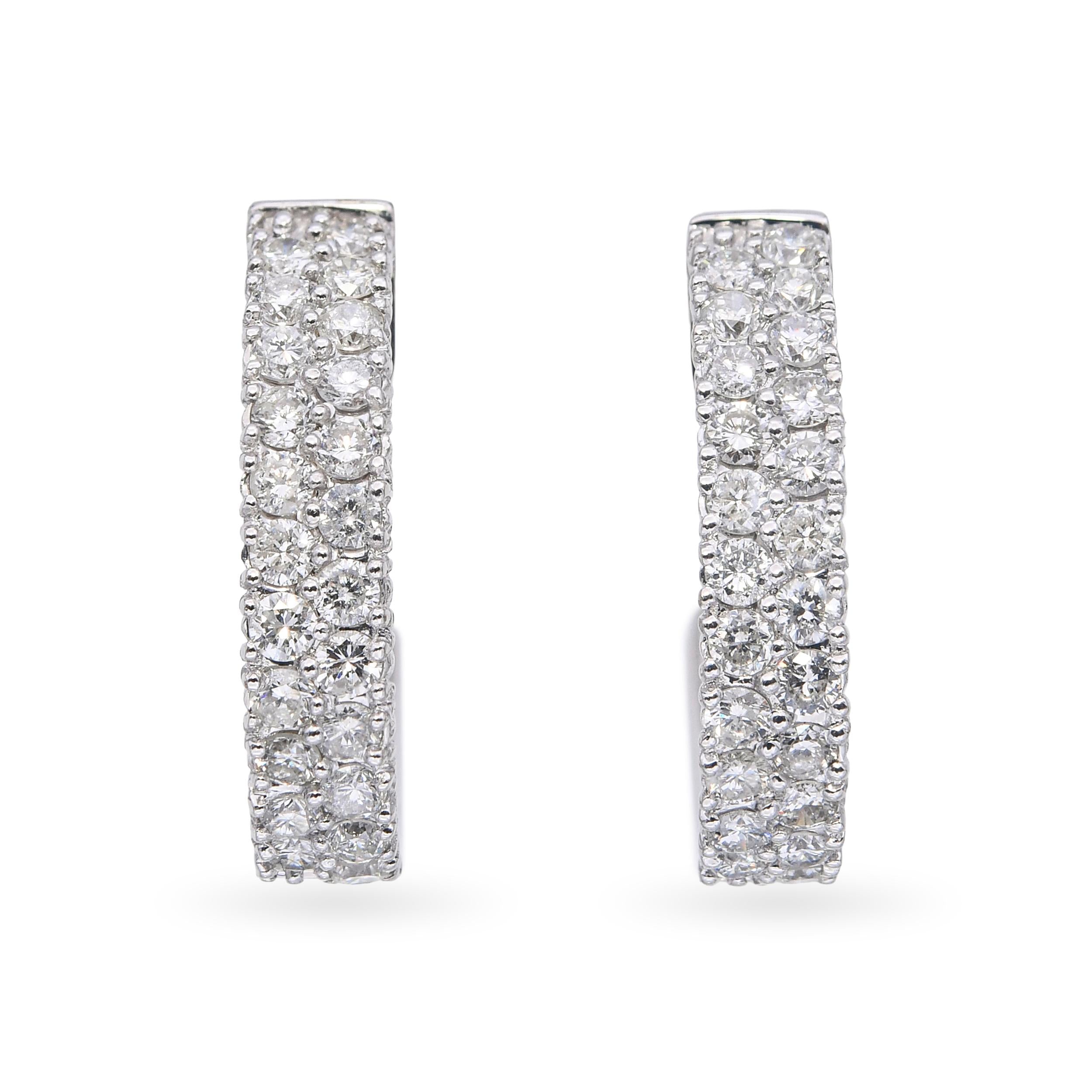 Vintage 14k White Gold 0.53tcw Diamond Half Hoop Earrings