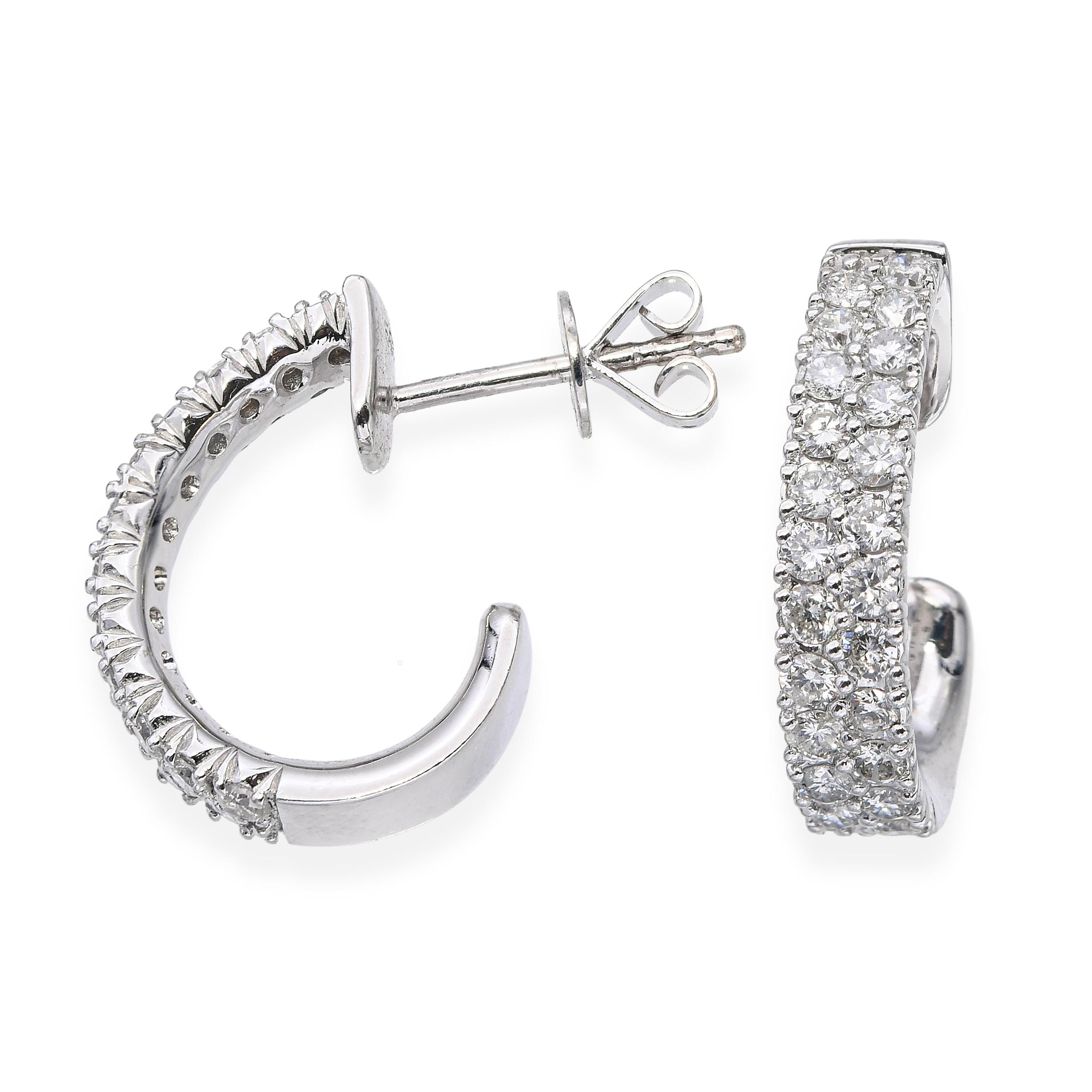 Vintage 14k White Gold 0.53tcw Diamond Half Hoop Earrings