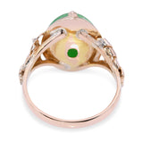 Vintage Yellow Gold Green Jade Cabochon Ring