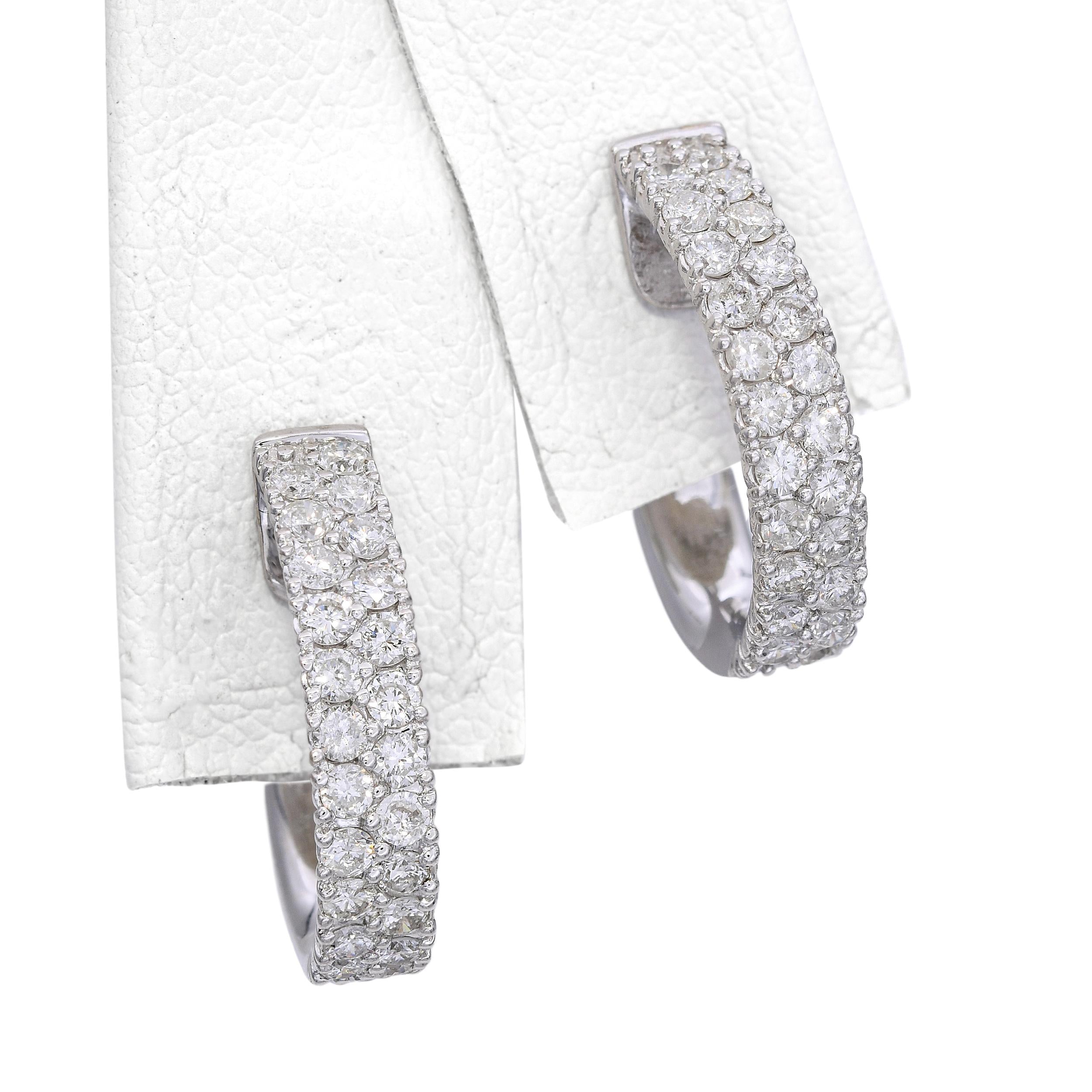 Vintage 14k White Gold 0.53tcw Diamond Half Hoop Earrings