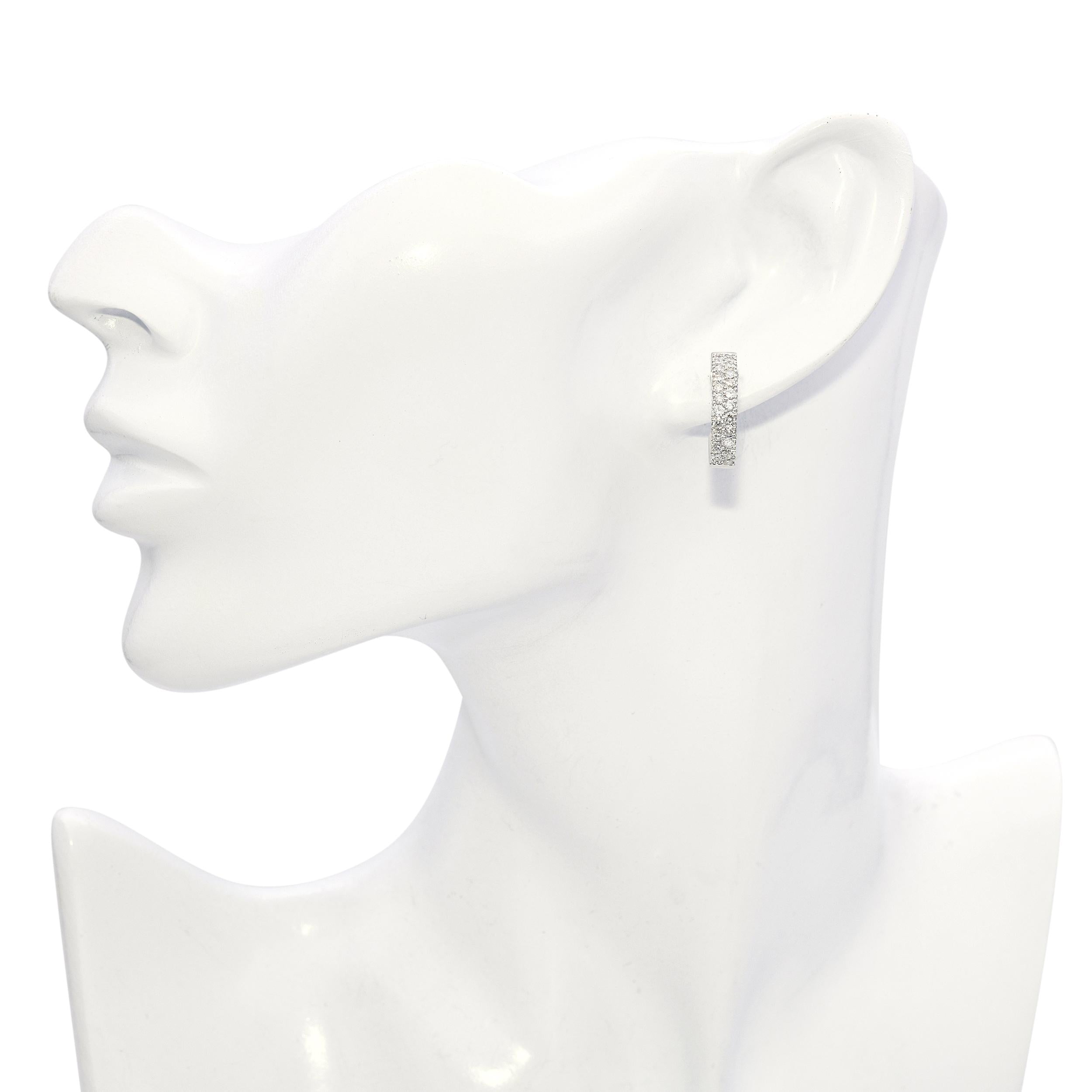 Vintage 14k White Gold 0.53tcw Diamond Half Hoop Earrings