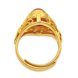 Antique 24k Yellow Gold Asian Oxblood Coral Ring
