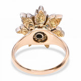 Antique Georgian Silver Topped Rose Gold Foil Back Rose Cut Diamond Flower Ring