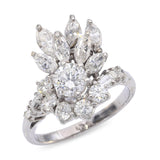 Vintage 18k White Gold 1.56tcw H Si1 Diamond Floral Cluster Ring