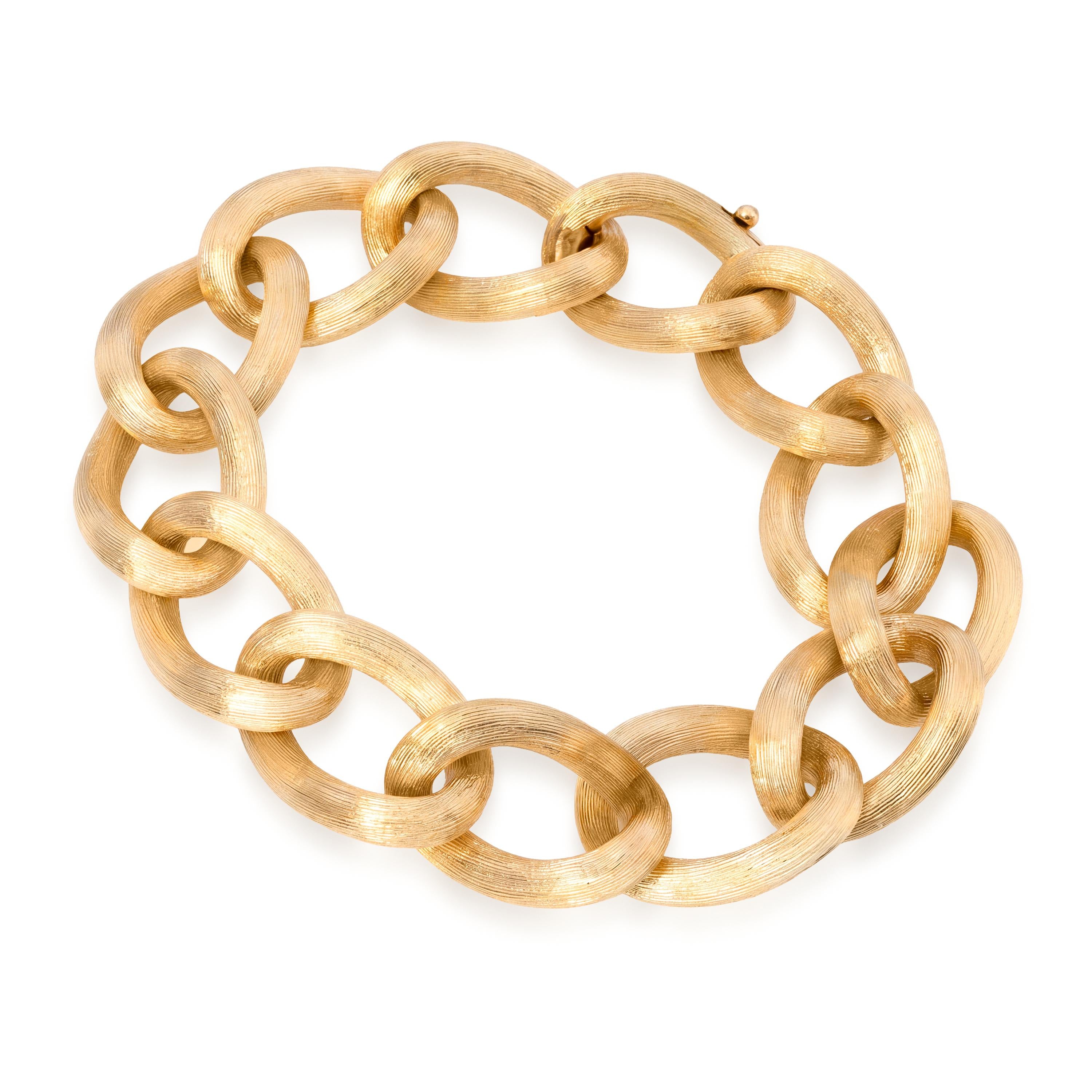 Vintage Merrin 18k Yellow Gold Rigato Finished Link Bracelet