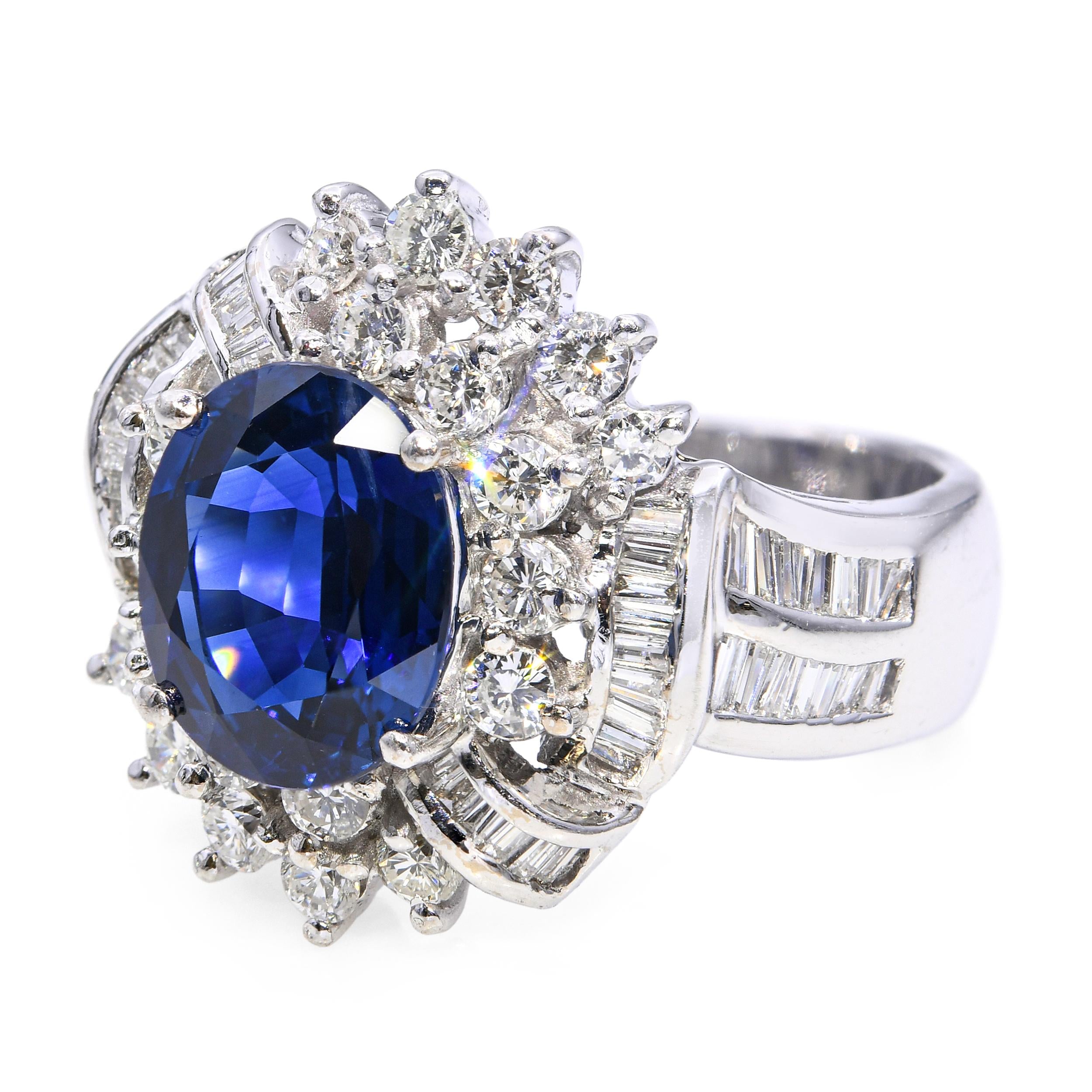 18k White Gold 2.42ct Royal Blue Sapphire and Diamond Ring