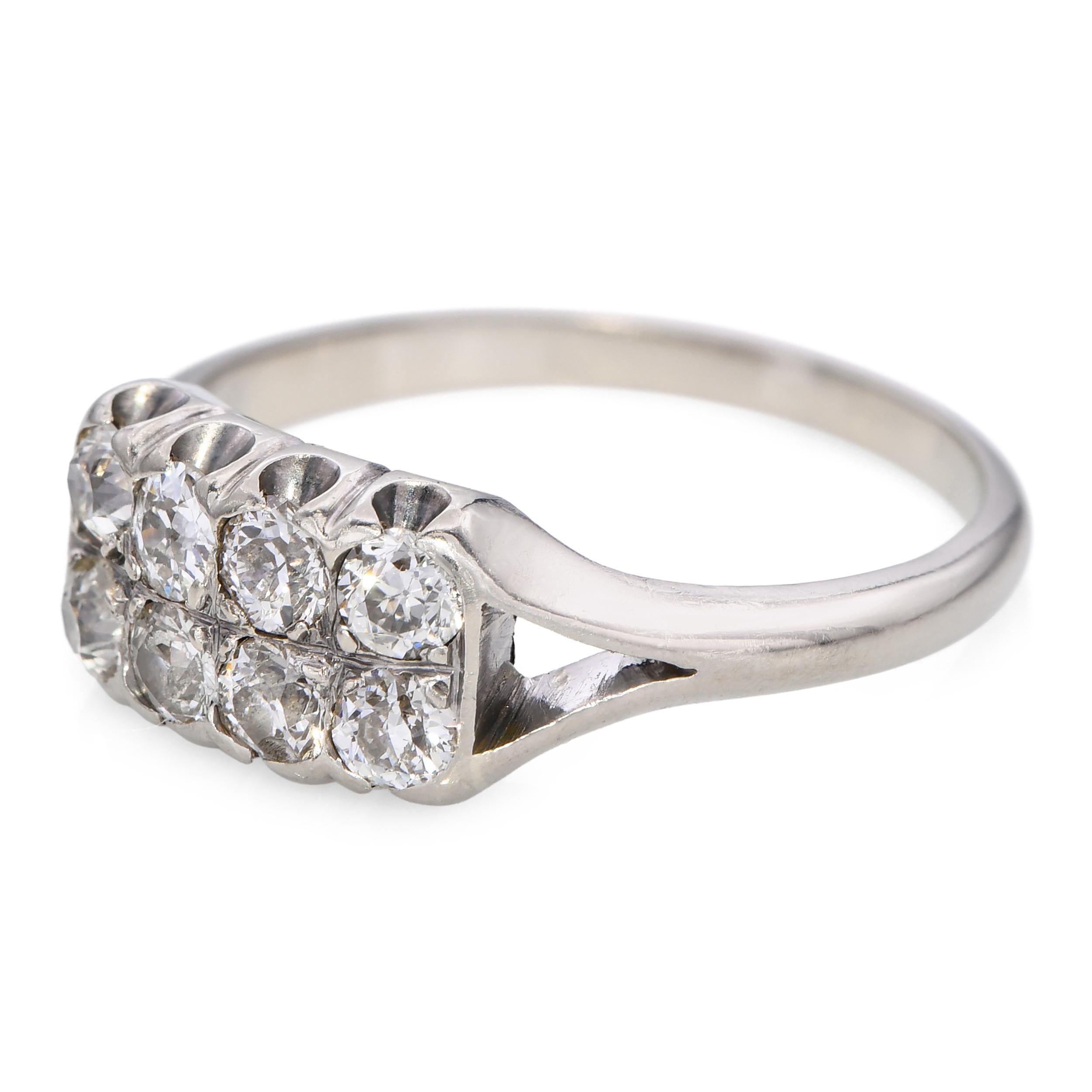 Antique Art Deco 14k White Gold Old Mine 0.72tcw Diamond Wedding Band Ring