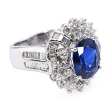18k White Gold 2.42ct Royal Blue Sapphire and Diamond Ring