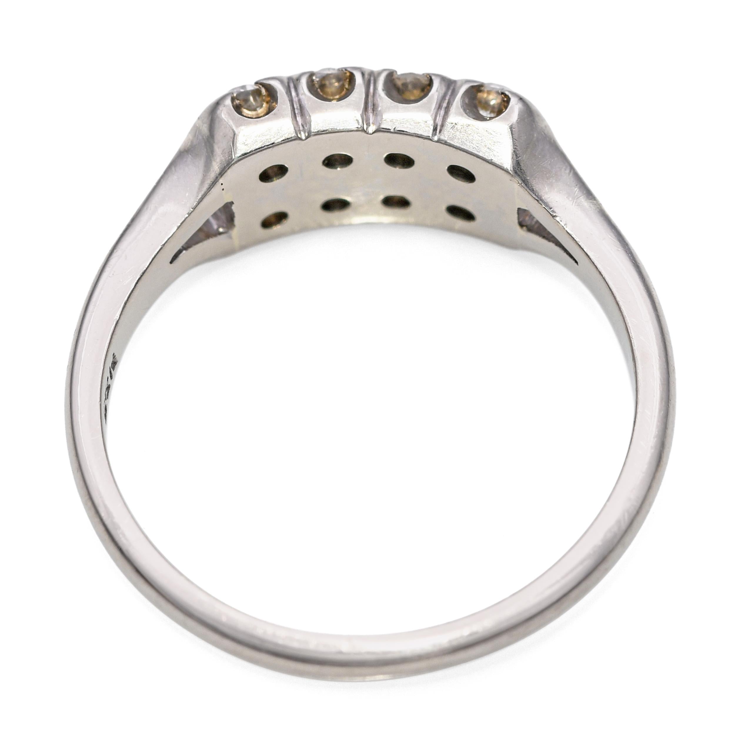 Antique Art Deco 14k White Gold Old Mine 0.72tcw Diamond Wedding Band Ring