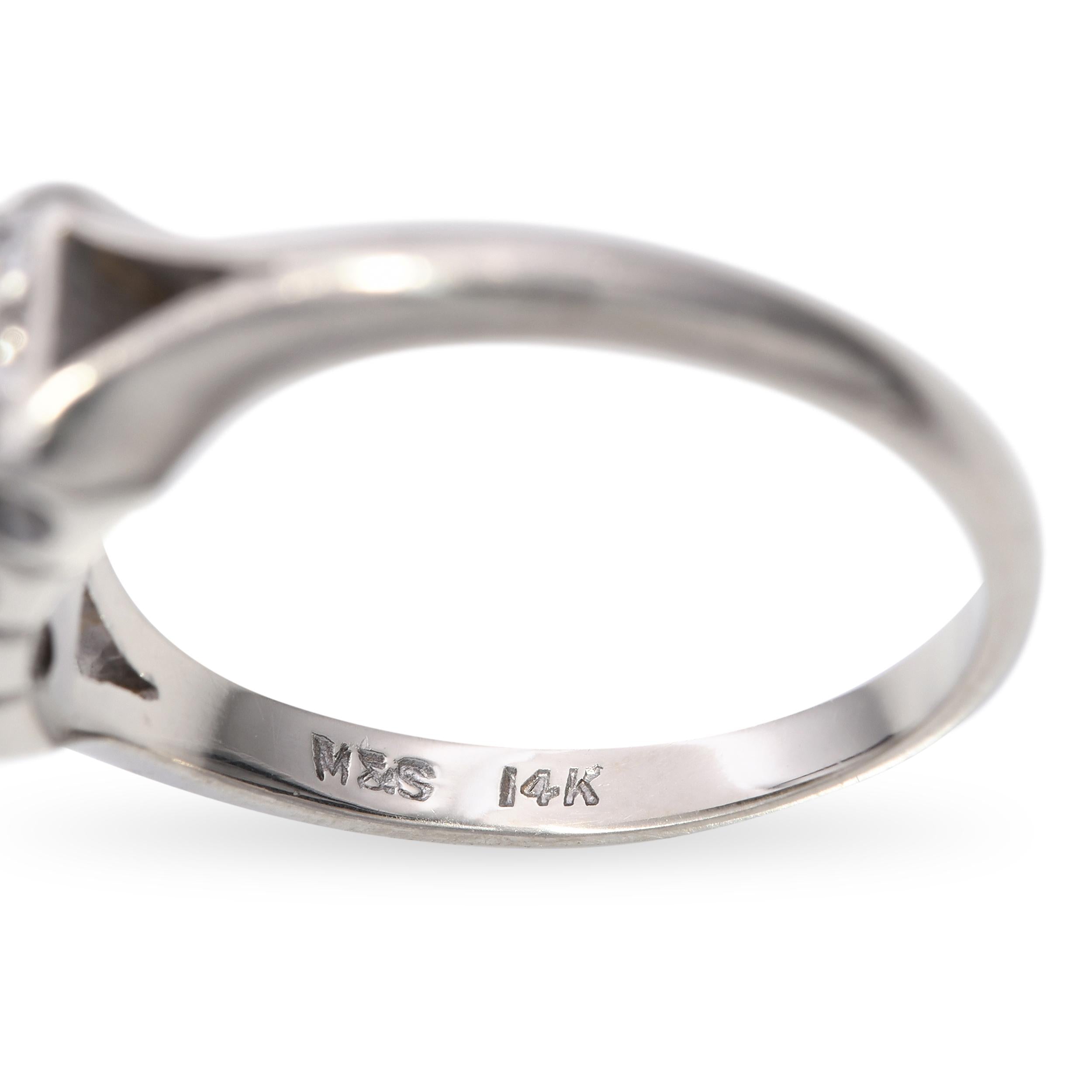 Antique Art Deco 14k White Gold Old Mine 0.72tcw Diamond Wedding Band Ring