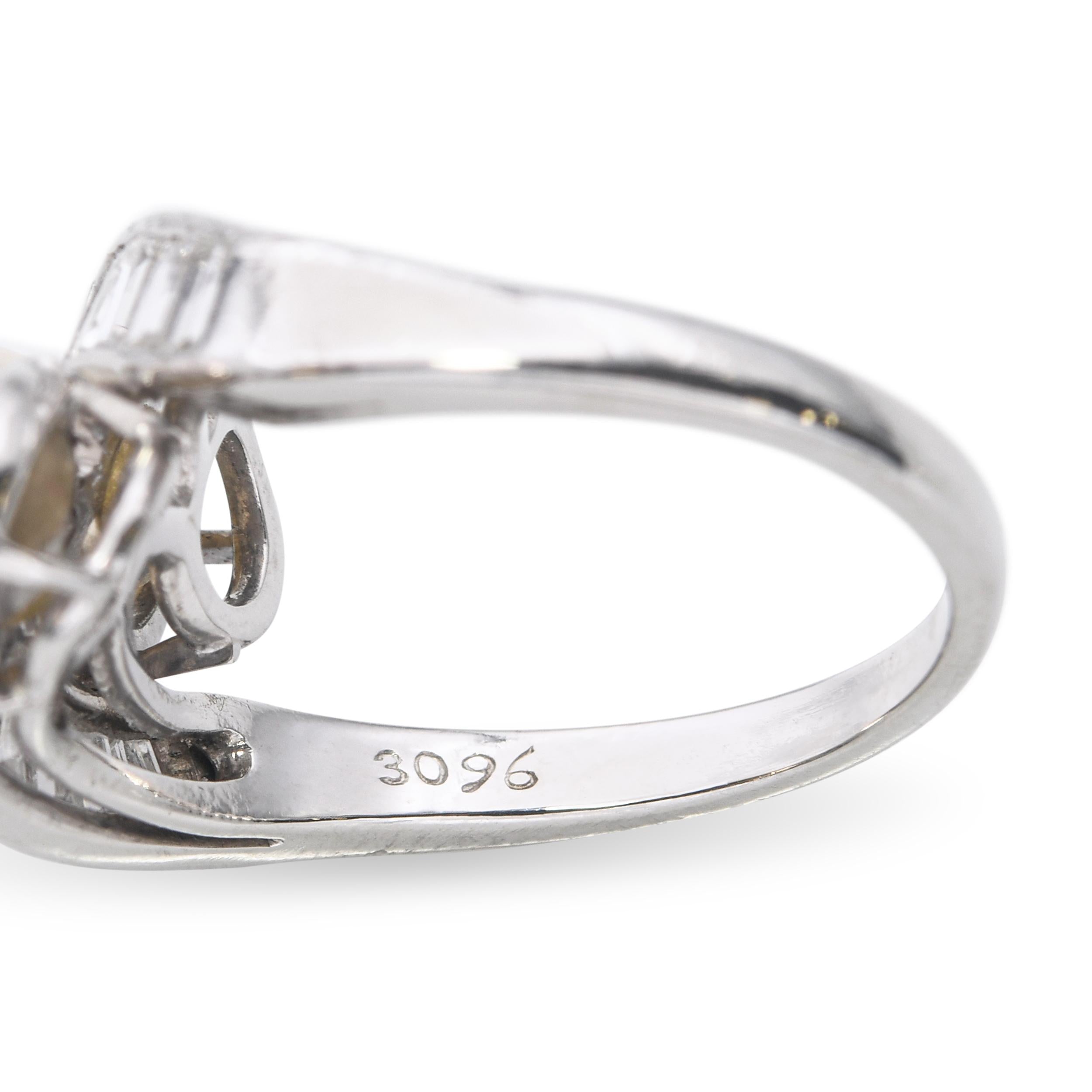 Vintage Platinum Pearl and Diamond Bypass Ring