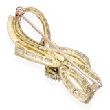 Vintage 18k Yellow Gold 2.02tcw Diamond Ribbon Brooch