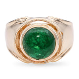 Vintage 14k Yellow Gold 3.54ct Emerald Cabochon Ring