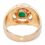 Vintage 14k Yellow Gold 3.54ct Emerald Cabochon Ring