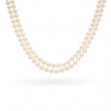 Vintage 18k Yellow Gold Diamond Clasp 8mm Pearl Double Strand Necklace