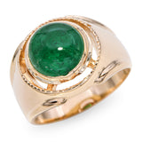 Vintage 14k Yellow Gold 3.54ct Emerald Cabochon Ring