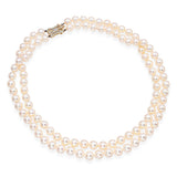 Vintage 18k Yellow Gold Diamond Clasp 8mm Pearl Double Strand Necklace