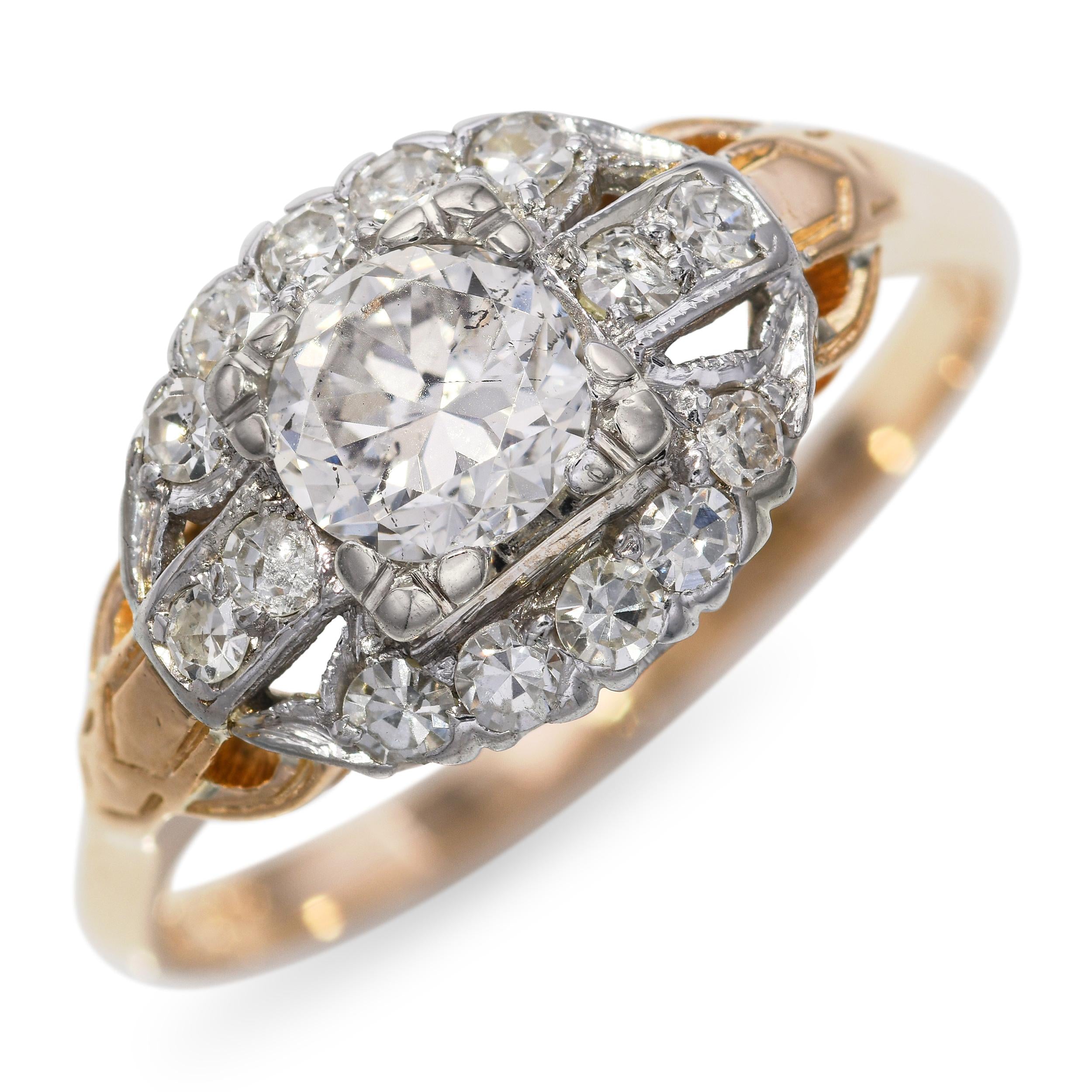 Vintage 18k Yellow Gold 0.65tcw I Si2 Diamond Ring