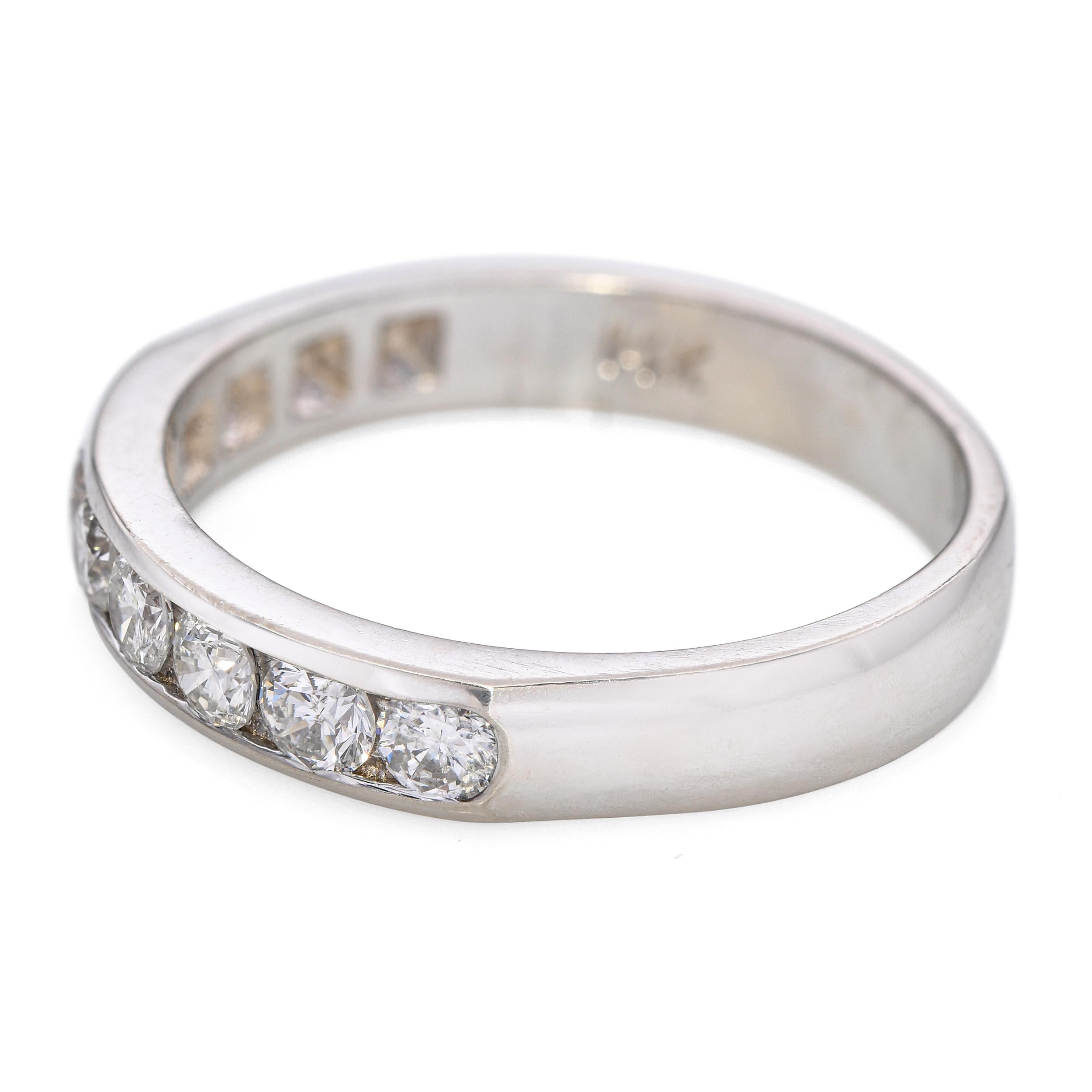 Vintage 14k White Gold 0.50tcw Diamond Wedding Band