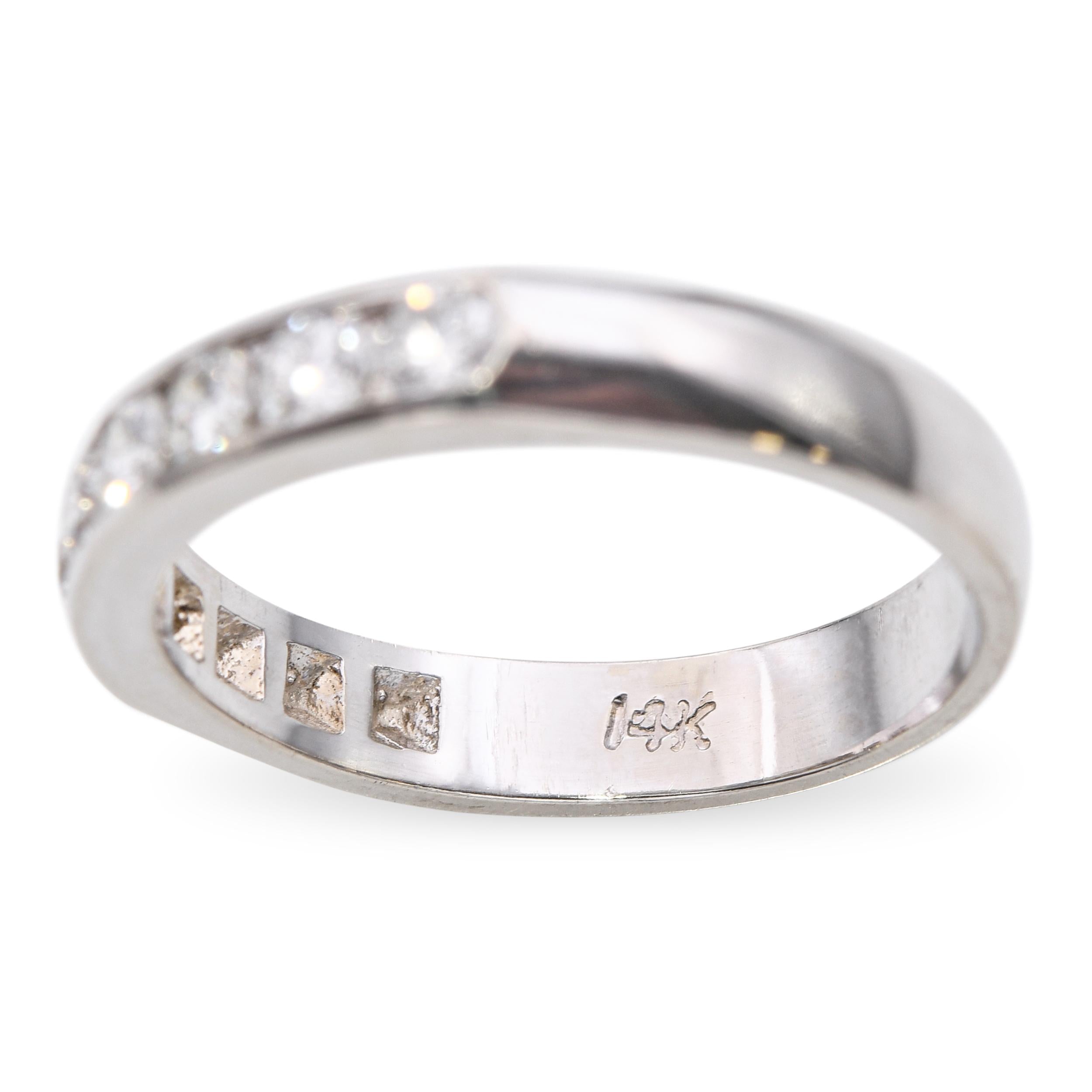 Vintage 14k White Gold 0.50tcw Diamond Wedding Band