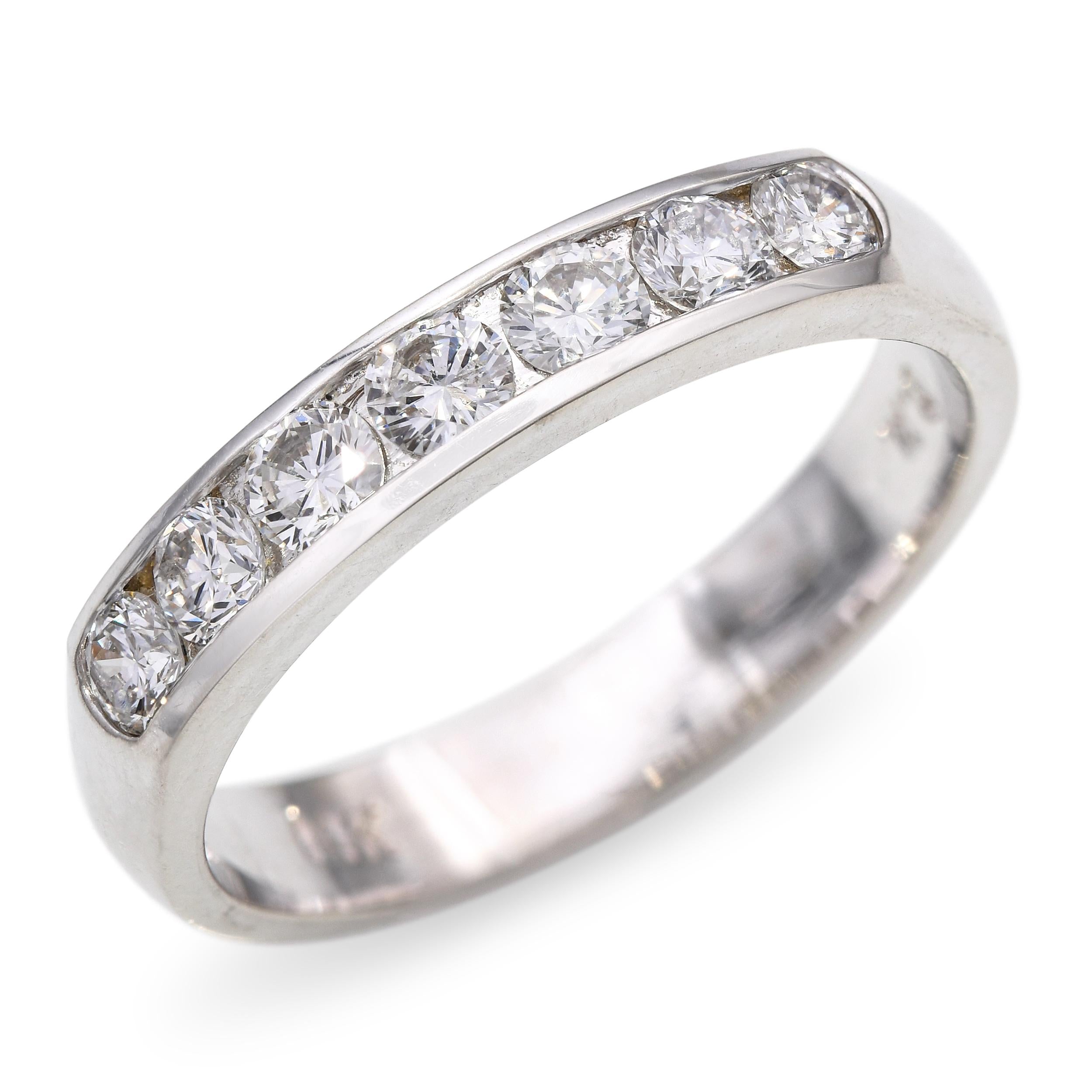 Vintage 14k White Gold 0.50tcw Diamond Wedding Band