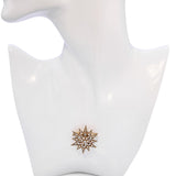 Antique 15k Yellow Gold Seed Pearl and Old Mine Diamond Starburst Brooch Pendant