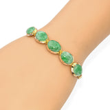 Vintage 14k Yellow Gold Green Jade Bracelet