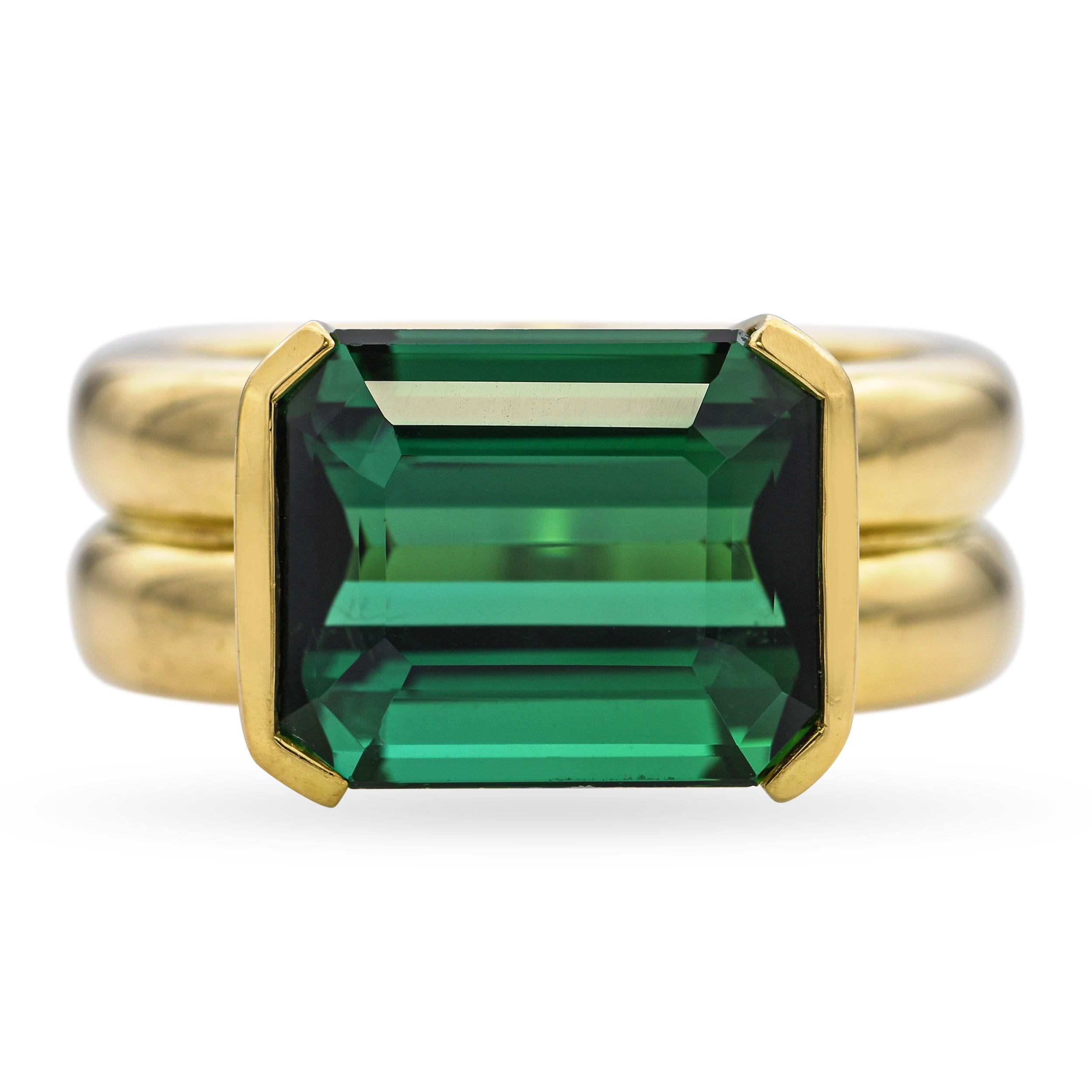 H. Stern 18k Yellow Gold 6ct Green Tourmaline Statement Ring