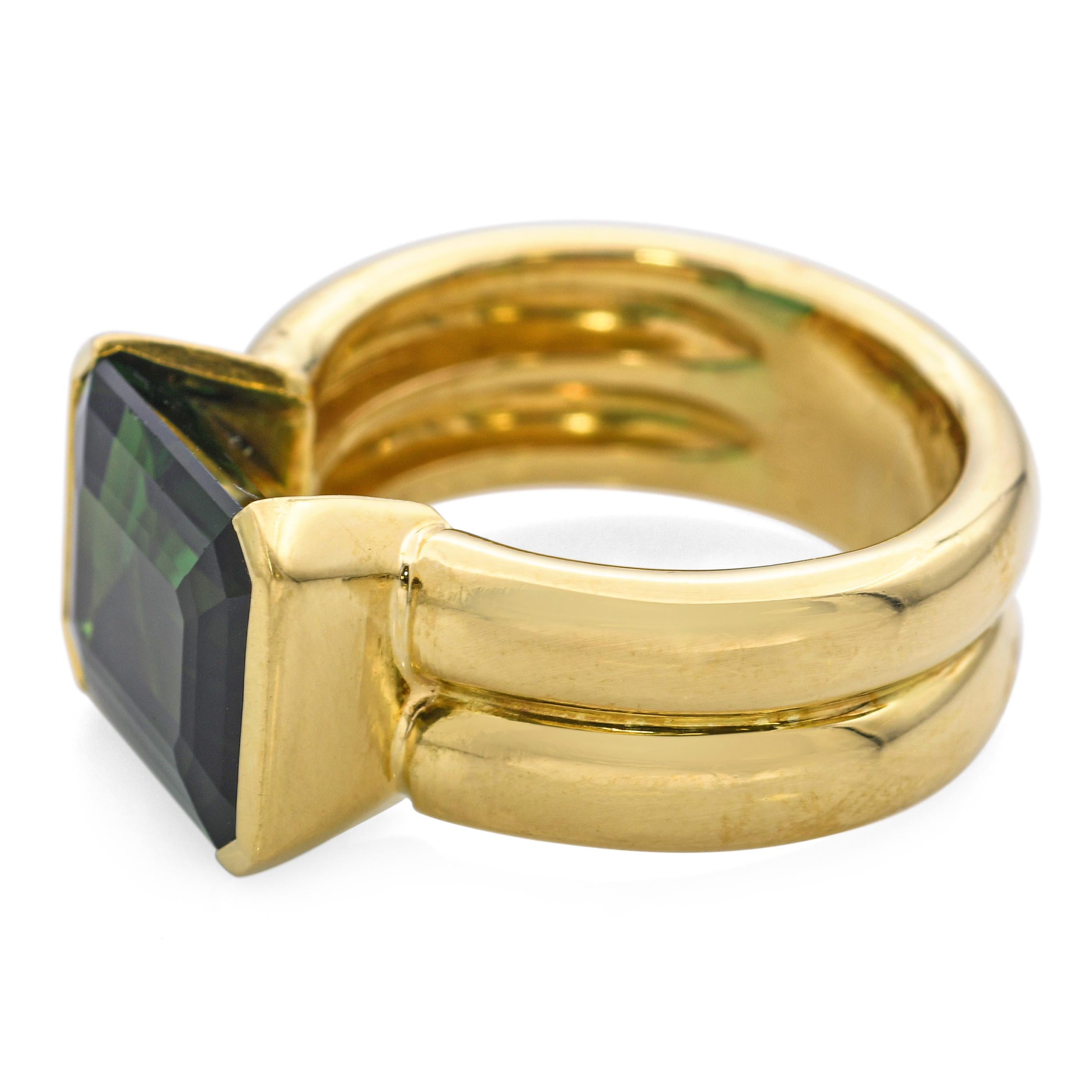 H. Stern 18k Yellow Gold 6ct Green Tourmaline Statement Ring