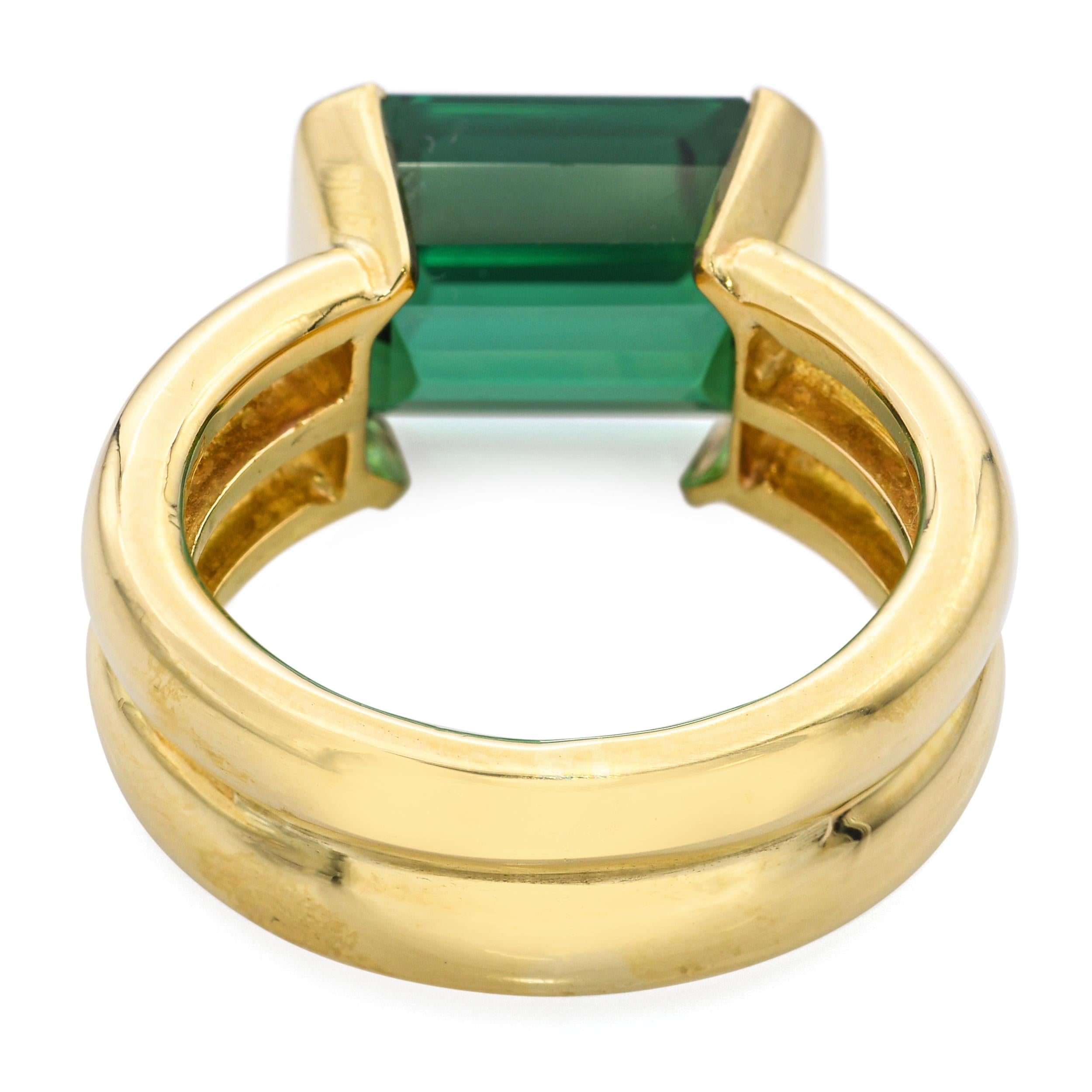 H. Stern 18k Yellow Gold 6ct Green Tourmaline Statement Ring