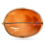 Vintage 9k Yellow Gold Bacchic Shell Cameo Brooch