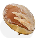Vintage 9k Yellow Gold Bacchic Shell Cameo Brooch