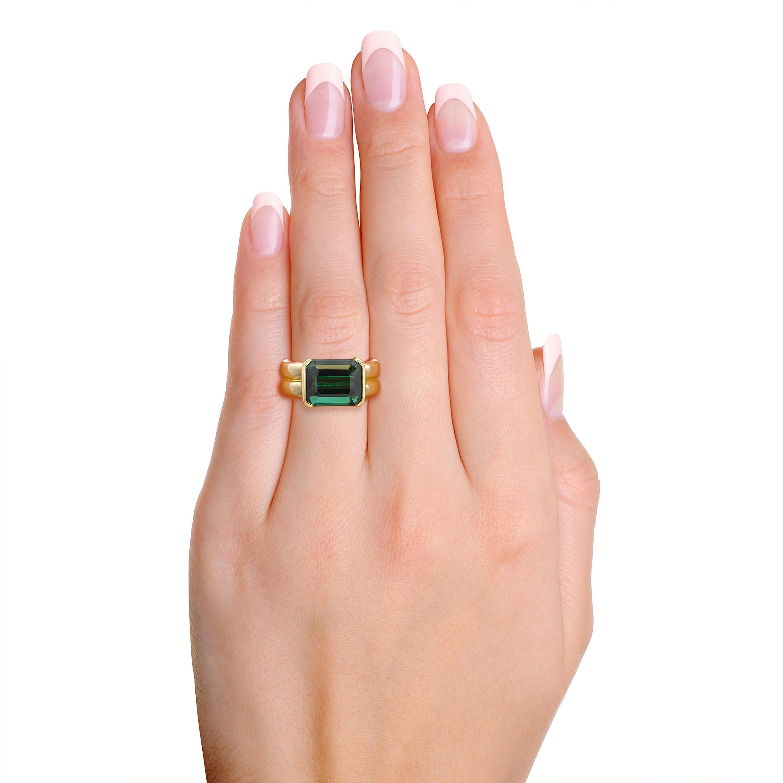 H. Stern 18k Yellow Gold 6ct Green Tourmaline Statement Ring