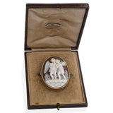 Antique 11k Yellow Gold Shell Cameo Psyche + Eros Brooch