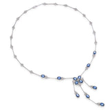 13k White Gold 8.04ctw Sapphire and 1.47ctw Diamond Trefoil Station Necklace