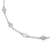 13k White Gold 8.04ctw Sapphire and 1.47ctw Diamond Trefoil Station Necklace