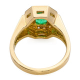 18K Yellow Gold GIA Colombian F2 Emerald & 0.28tcw Diamond Ring