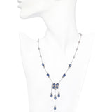 13k White Gold 8.04ctw Sapphire and 1.47ctw Diamond Trefoil Station Necklace
