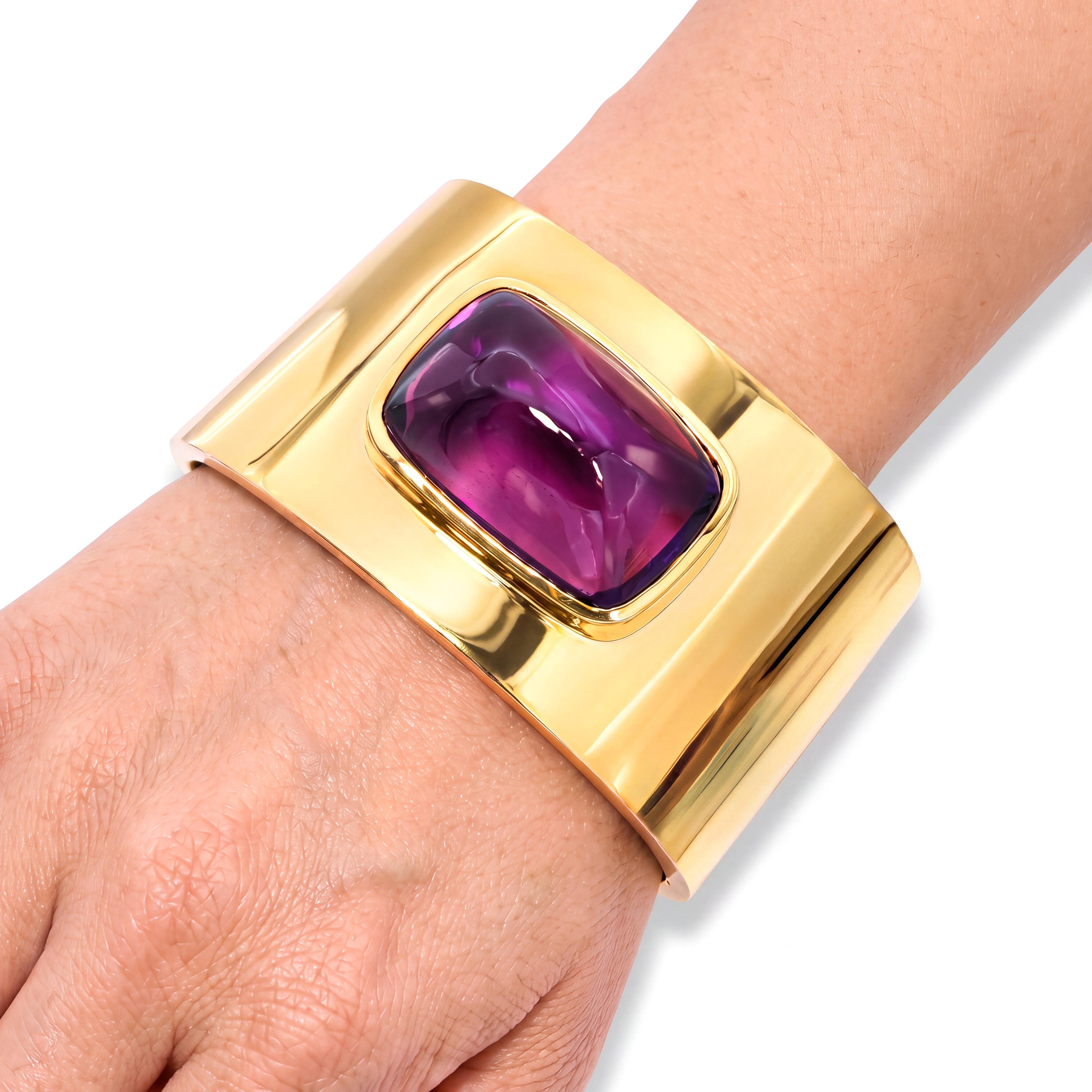 Vintage Tiffany & Co. Paloma Picasso 18k Yellow Gold Amethyst Cuff