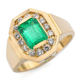 18K Yellow Gold GIA Colombian F2 Emerald & 0.28tcw Diamond Ring