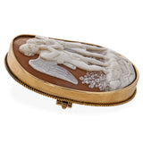 Antique 11k Yellow Gold Shell Cameo Psyche + Eros Brooch