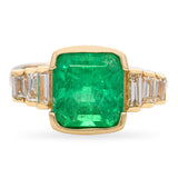 14K Yellow Gold GIA Colombian Minor Oil 2.79Ct Emerald & 0.50TCW Diamond Ring